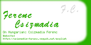 ferenc csizmadia business card